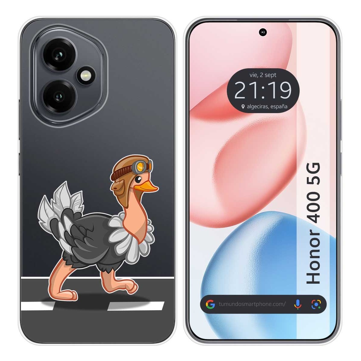 Funda Silicona Transparente para Huawei Honor 400 5G diseño Avestruz Dibujos