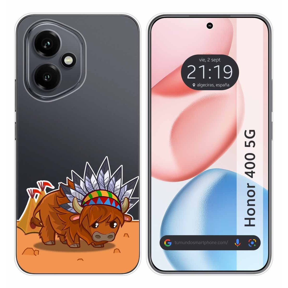 Funda Silicona Transparente para Huawei Honor 400 5G diseño Bufalo Dibujos