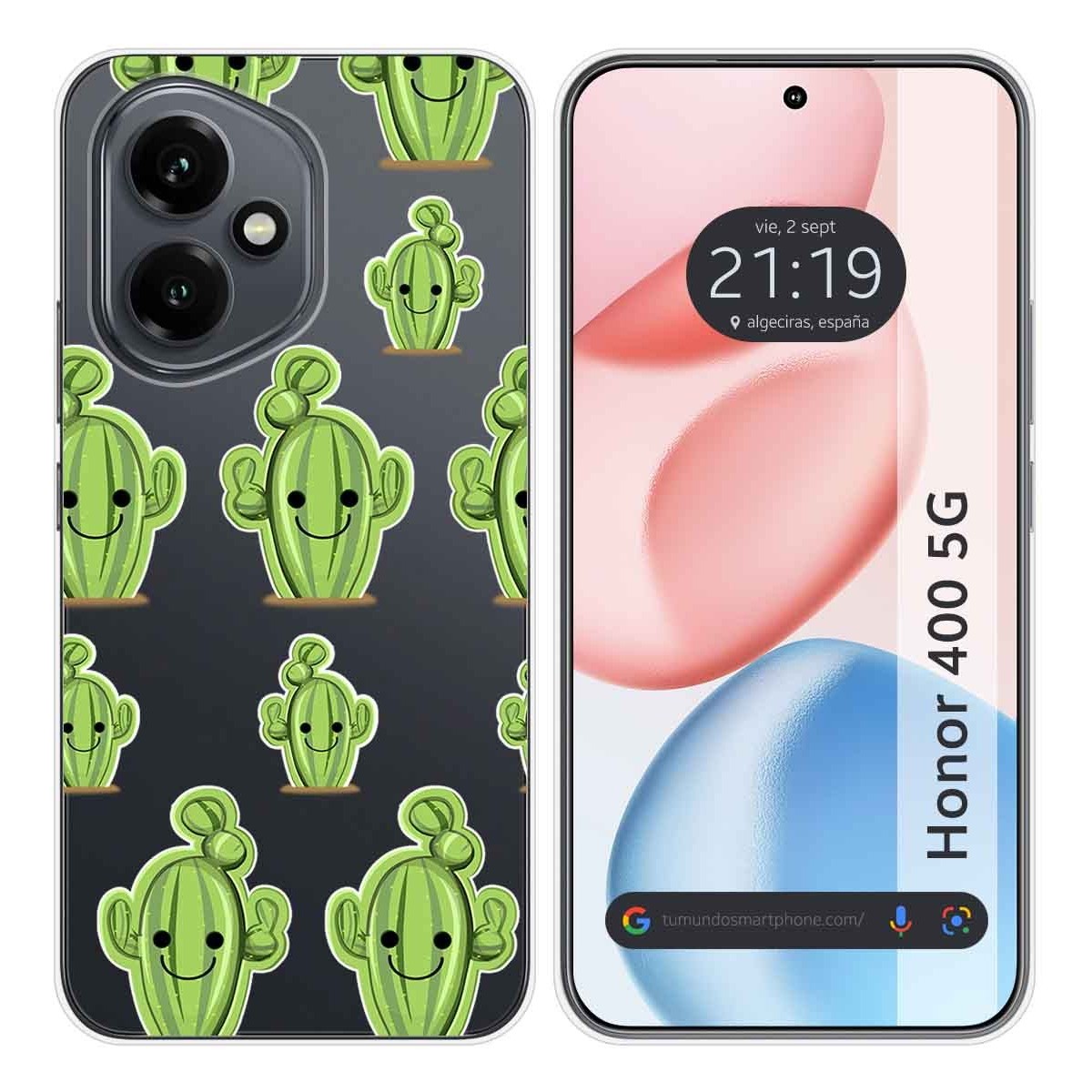 Funda Silicona Transparente para Huawei Honor 400 5G diseño Cactus Dibujos