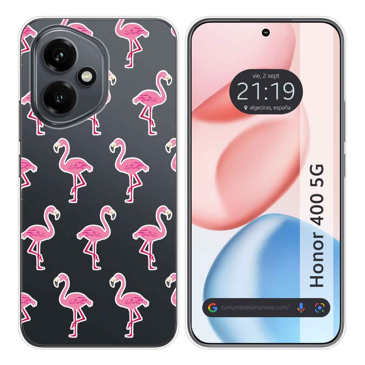 Funda Silicona Transparente para Huawei Honor 400 5G diseño Flamenco Dibujos