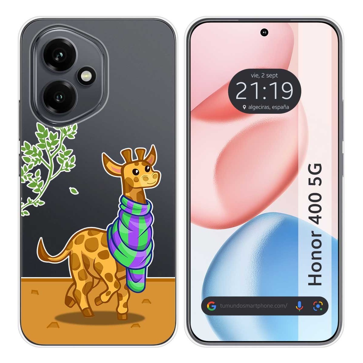 Funda Silicona Transparente para Huawei Honor 400 5G diseño Jirafa Dibujos