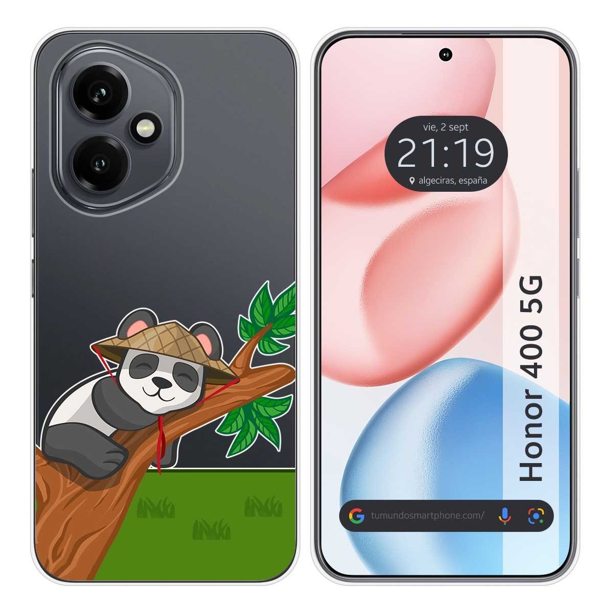 Funda Silicona Transparente para Huawei Honor 400 5G diseño Panda Dibujos