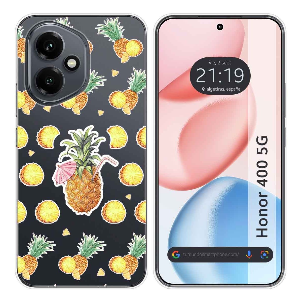 Funda Silicona Transparente para Huawei Honor 400 5G diseño Piña Dibujos