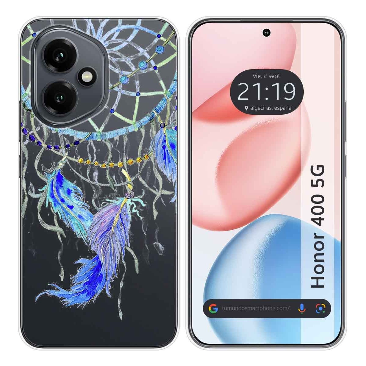 Funda Silicona Transparente para Huawei Honor 400 5G diseño Plumas Dibujos