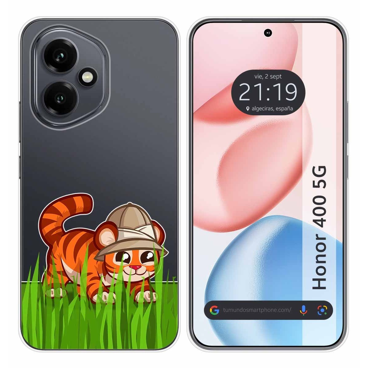 Funda Silicona Transparente para Huawei Honor 400 5G diseño Tigre Dibujos