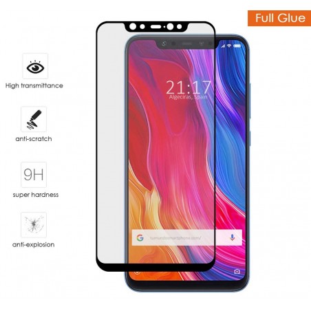 Protector Cristal Templado Completo Full Glue Negro para Xiaomi Mi 8 / Mi 8 Pro Vidrio