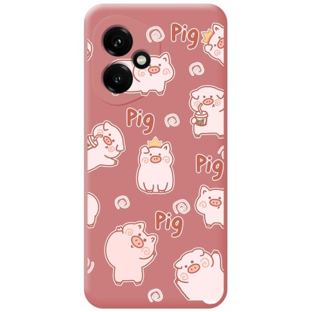 Funda Silicona Líquida Rosa para Huawei Honor 400 5G diseño Cerdos Dibujos