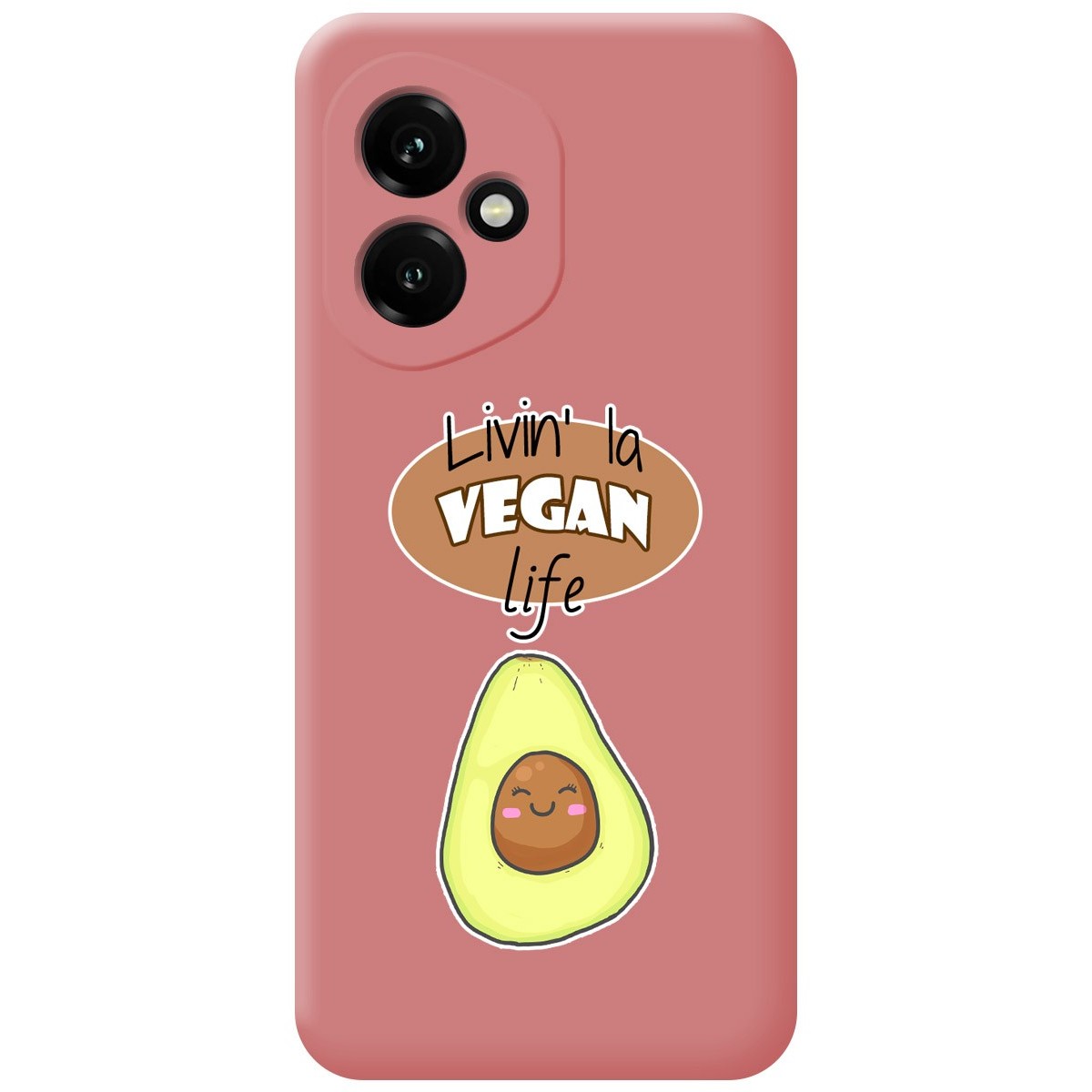 Funda Silicona Líquida Rosa para Huawei Honor 400 5G diseño Vegan Life Dibujos