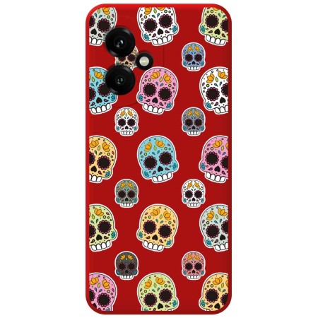 Funda Silicona Líquida Roja para Huawei Honor 400 5G diseño Catrina Dibujos