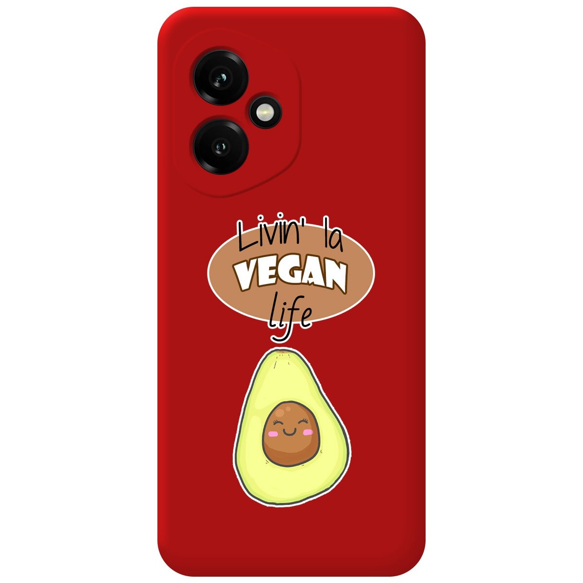 Funda Silicona Líquida Roja para Huawei Honor 400 5G diseño Vegan Life Dibujos