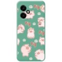 Funda Silicona Líquida Verde para Huawei Honor 400 5G diseño Cerdos Dibujos