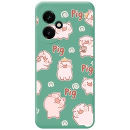 Funda Silicona Líquida Verde para Huawei Honor 400 5G diseño Cerdos Dibujos
