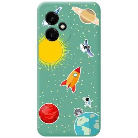 Funda Silicona Líquida Verde para Huawei Honor 400 5G diseño Espacio Dibujos
