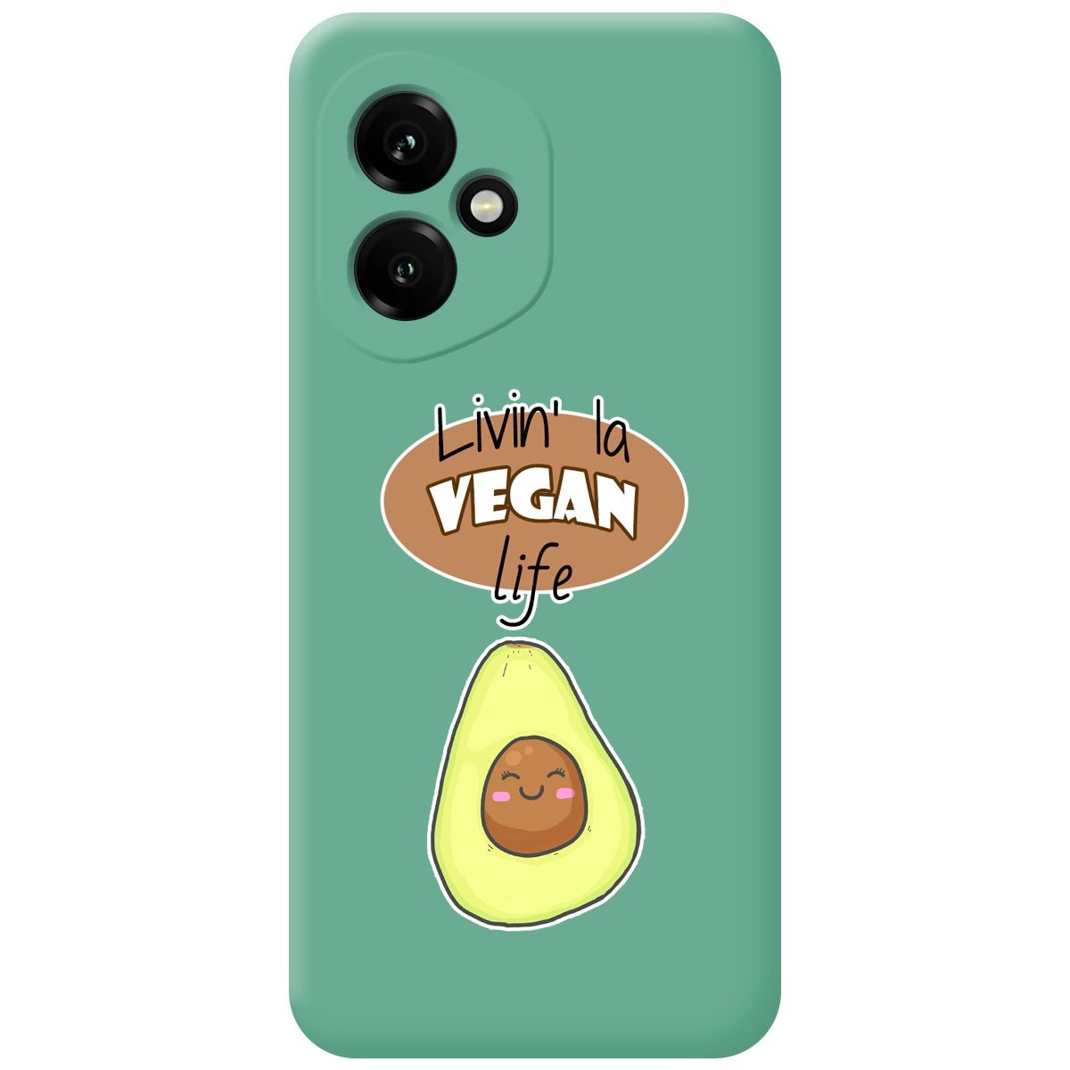 Funda Silicona Líquida Verde para Huawei Honor 400 5G diseño Vegan Life Dibujos