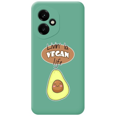 Funda Silicona Líquida Verde para Huawei Honor 400 5G diseño Vegan Life Dibujos