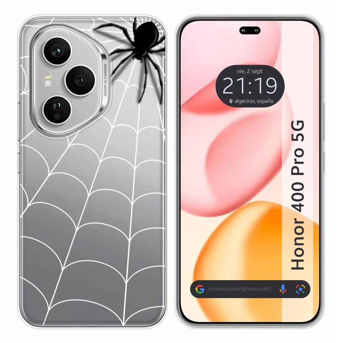 Funda Silicona Transparente para Huawei Honor 400 Pro 5G diseño Araña Dibujos