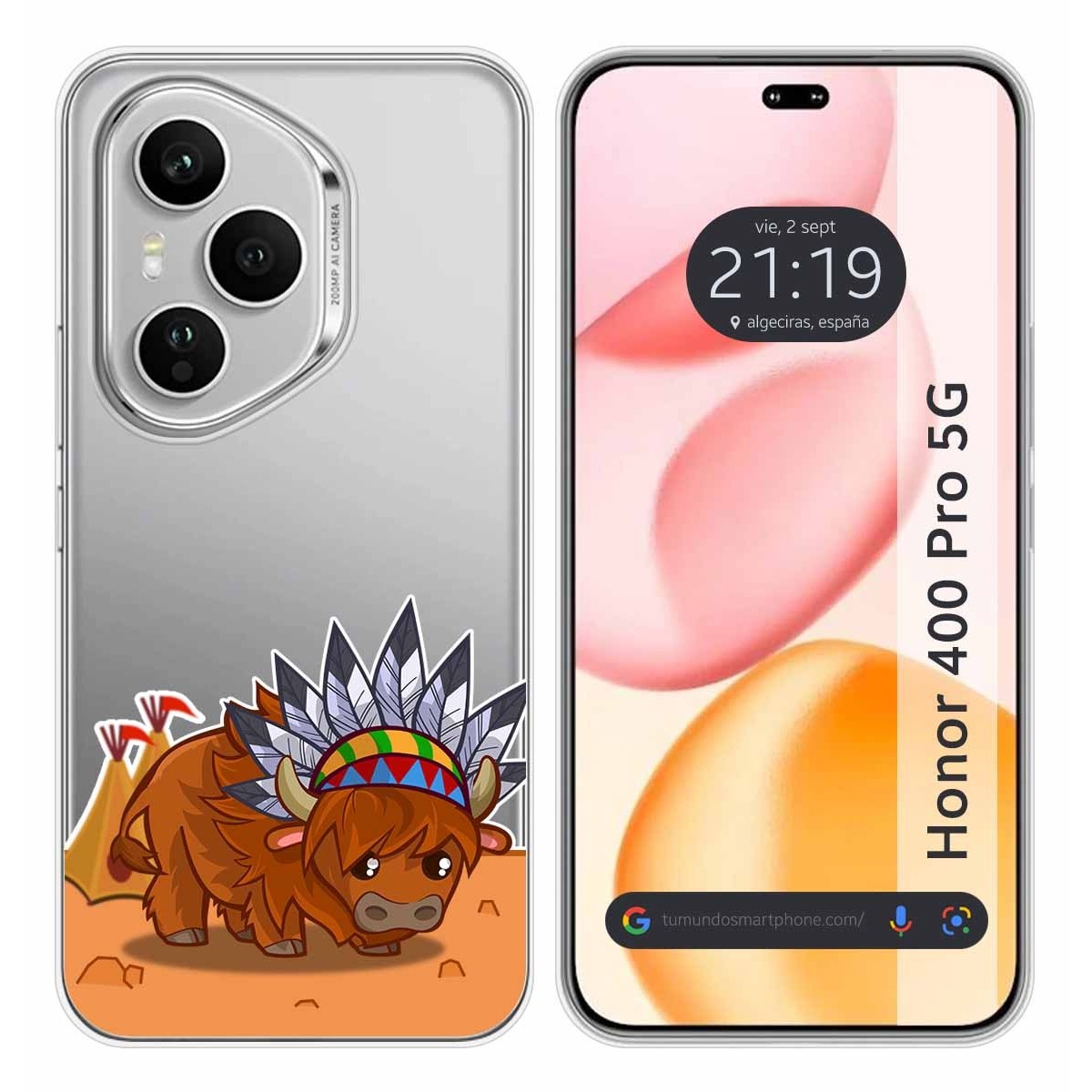 Funda Silicona Transparente para Huawei Honor 400 Pro 5G diseño Bufalo Dibujos