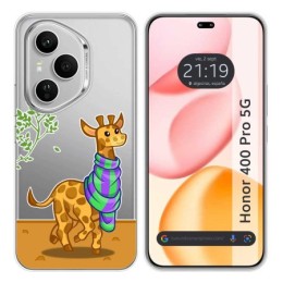 Funda Silicona Transparente para Huawei Honor 400 Pro 5G diseño Jirafa Dibujos