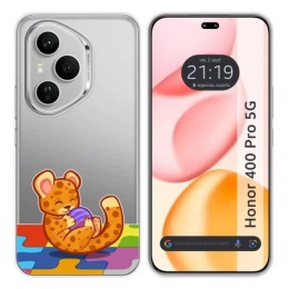 Funda Silicona Transparente para Huawei Honor 400 Pro 5G diseño Leopardo Dibujos