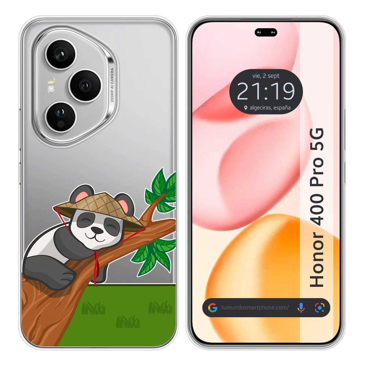 Funda Silicona Transparente para Huawei Honor 400 Pro 5G diseño Panda Dibujos