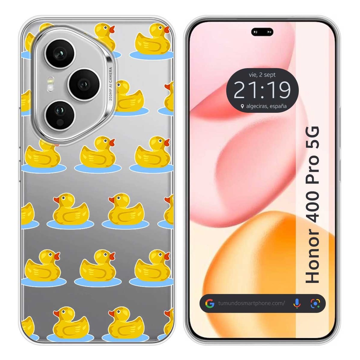 Funda Silicona Transparente para Huawei Honor 400 Pro 5G diseño Pato Dibujos