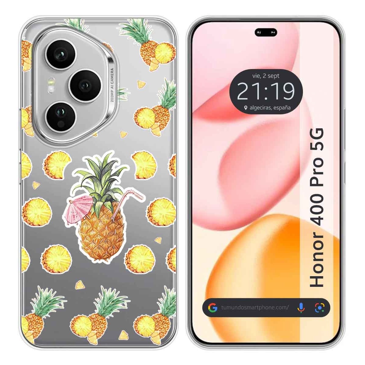 Funda Silicona Transparente para Huawei Honor 400 Pro 5G diseño Piña Dibujos
