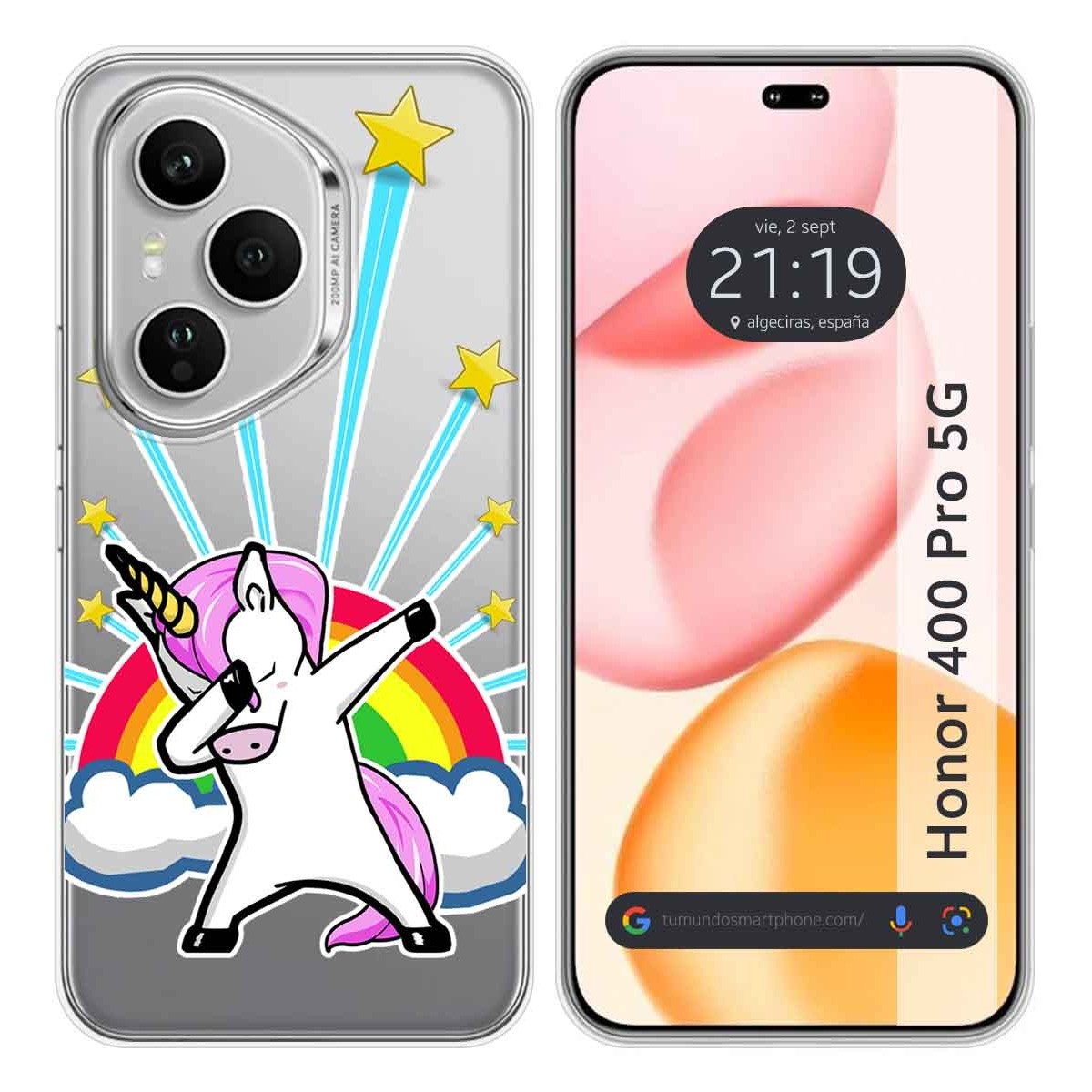 Funda Silicona Transparente para Huawei Honor 400 Pro 5G diseño Unicornio Dibujos