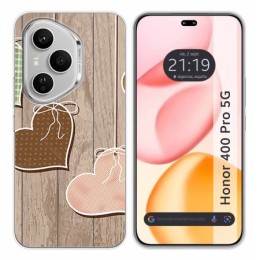 Funda Silicona para Huawei Honor 400 Pro 5G diseño Corazones Madera Dibujos