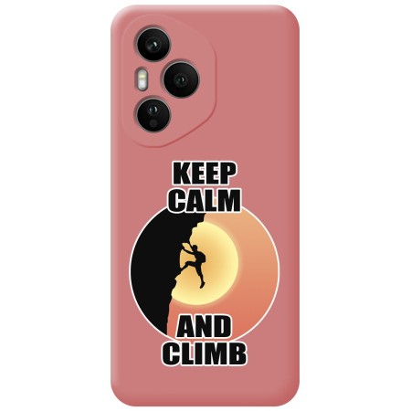 Funda Silicona Líquida Rosa para Huawei Honor 400 Pro 5G diseño Hombre Escalada Dibujos