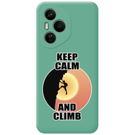 Funda Silicona Líquida Verde para Huawei Honor 400 Pro 5G diseño Hombre Escalada Dibujos