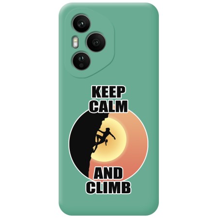 Funda Silicona Líquida Verde para Huawei Honor 400 Pro 5G diseño Mujer Escalada Dibujos