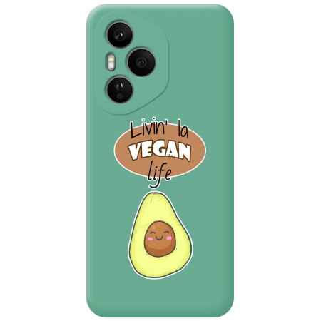 Funda Silicona Líquida Verde para Huawei Honor 400 Pro 5G diseño Vegan Life Dibujos