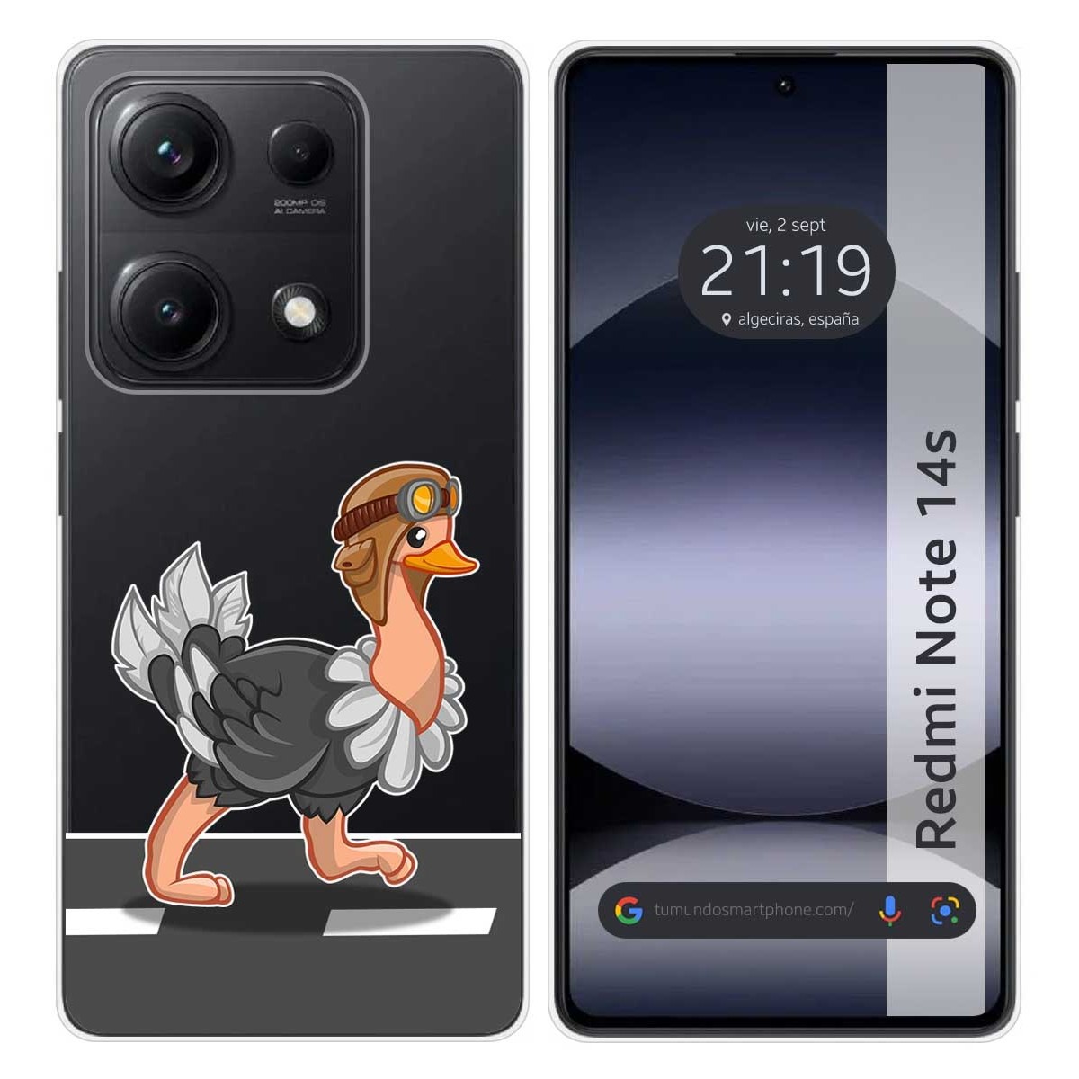 Funda Silicona Transparente para Xiaomi Redmi Note 14S diseño Avestruz Dibujos