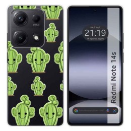 Funda Silicona Transparente para Xiaomi Redmi Note 14S diseño Cactus Dibujos
