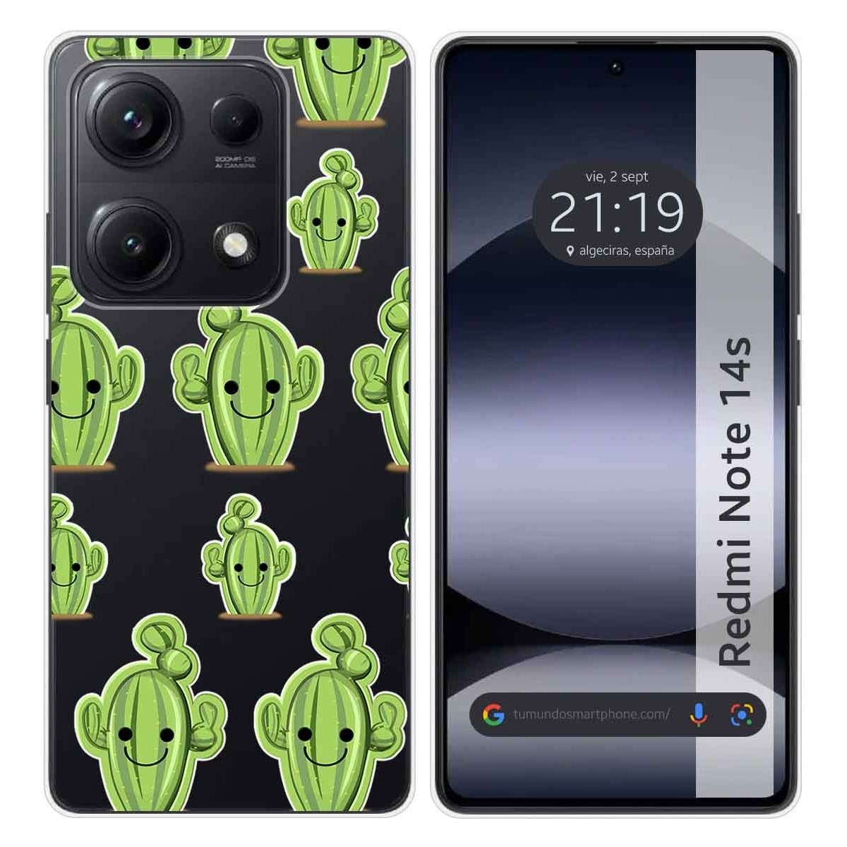 Funda Silicona Transparente para Xiaomi Redmi Note 14S diseño Cactus Dibujos