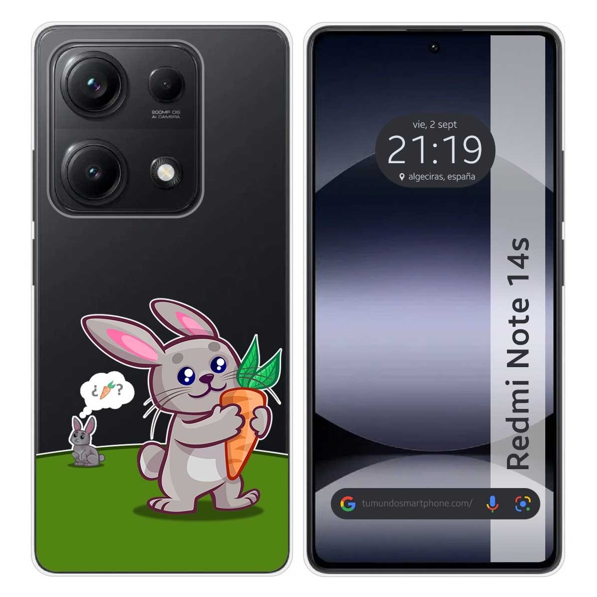 Funda Silicona Transparente para Xiaomi Redmi Note 14S diseño Conejo Dibujos