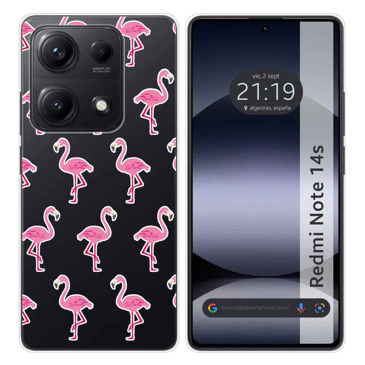 Funda Silicona Transparente para Xiaomi Redmi Note 14S diseño Flamenco Dibujos