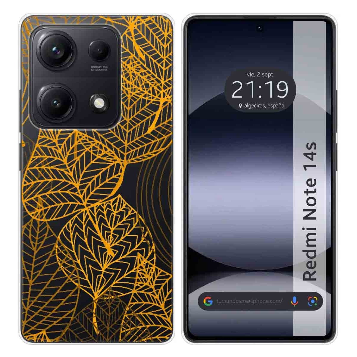 Funda Silicona Transparente para Xiaomi Redmi Note 14S diseño Hojas Dibujos