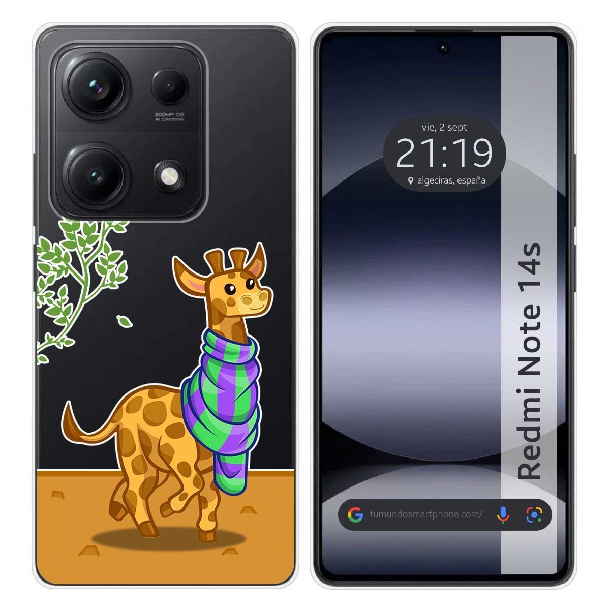Funda Silicona Transparente para Xiaomi Redmi Note 14S diseño Jirafa Dibujos