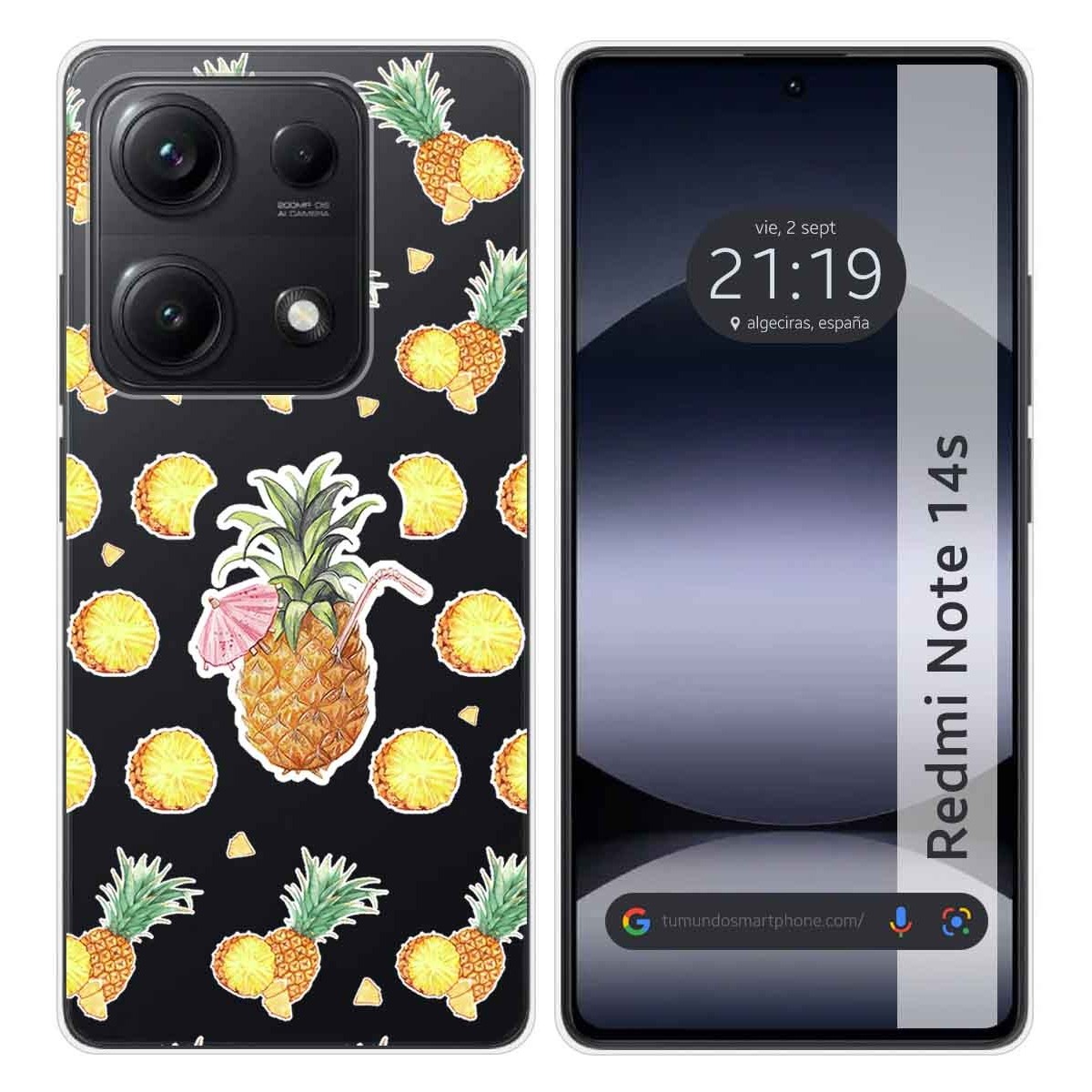 Funda Silicona Transparente para Xiaomi Redmi Note 14S diseño Piña Dibujos