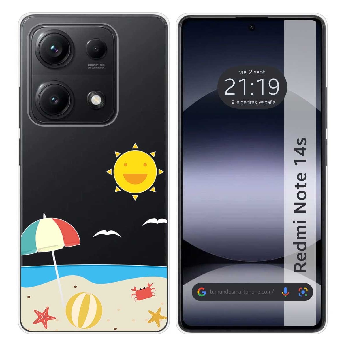 Funda Silicona Transparente para Xiaomi Redmi Note 14S diseño Playa Dibujos