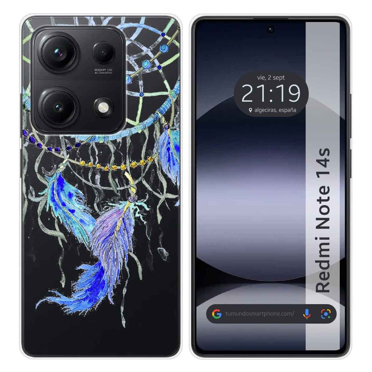 Funda Silicona Transparente para Xiaomi Redmi Note 14S diseño Plumas Dibujos