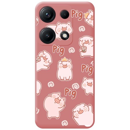 Funda Silicona Líquida Rosa para Xiaomi Redmi Note 14S diseño Cerdos Dibujos