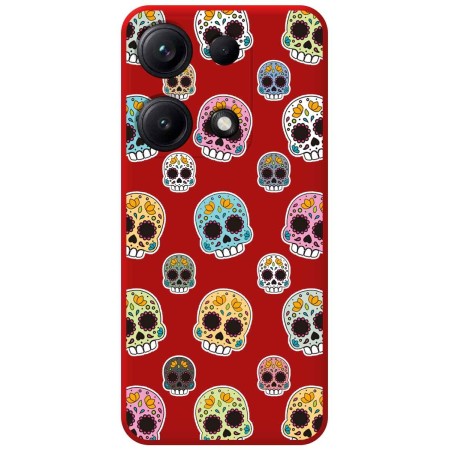 Funda Silicona Líquida Roja para Xiaomi Redmi Note 14S diseño Catrina Dibujos