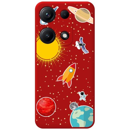 Funda Silicona Líquida Roja para Xiaomi Redmi Note 14S diseño Espacio Dibujos