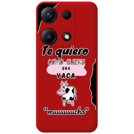 Funda Silicona Líquida Roja para Xiaomi Redmi Note 14S diseño Vaca Dibujos