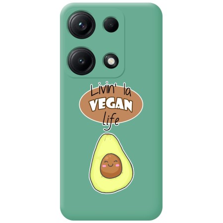 Funda Silicona Líquida Verde para Xiaomi Redmi Note 14S diseño Vegan Life Dibujos