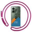Personaliza tu Funda Colgante Transparente para Xiaomi Poco M7 Pro 5G con Cordon Rosa Fucsia Dibujo Personalizada