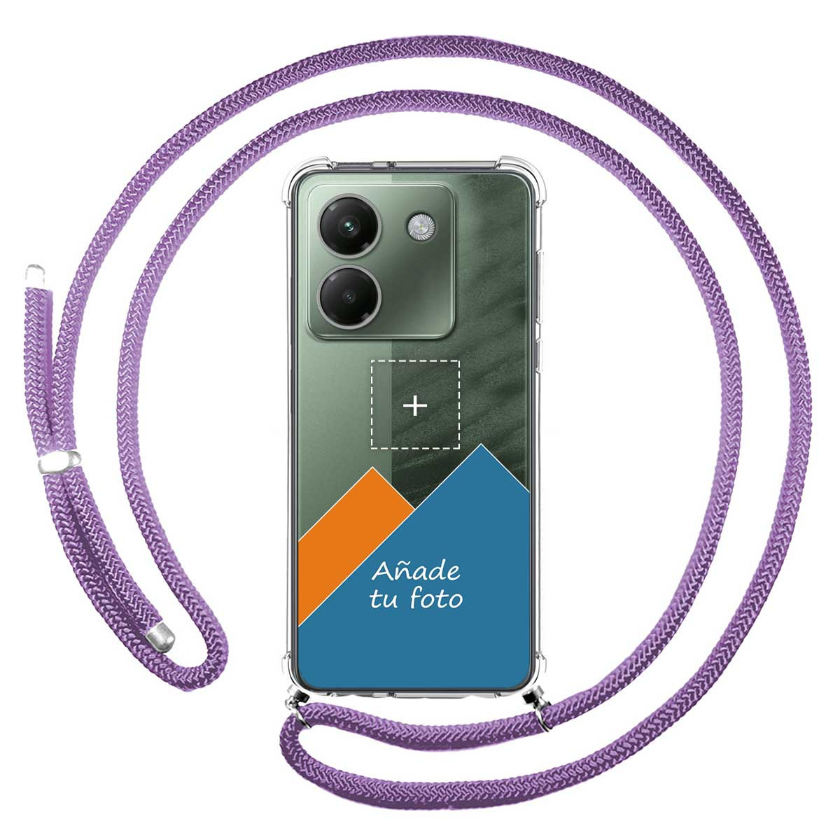 Personaliza tu Funda Colgante Transparente para Xiaomi Poco M7 Pro 5G con Cordon Morado Dibujo Personalizada