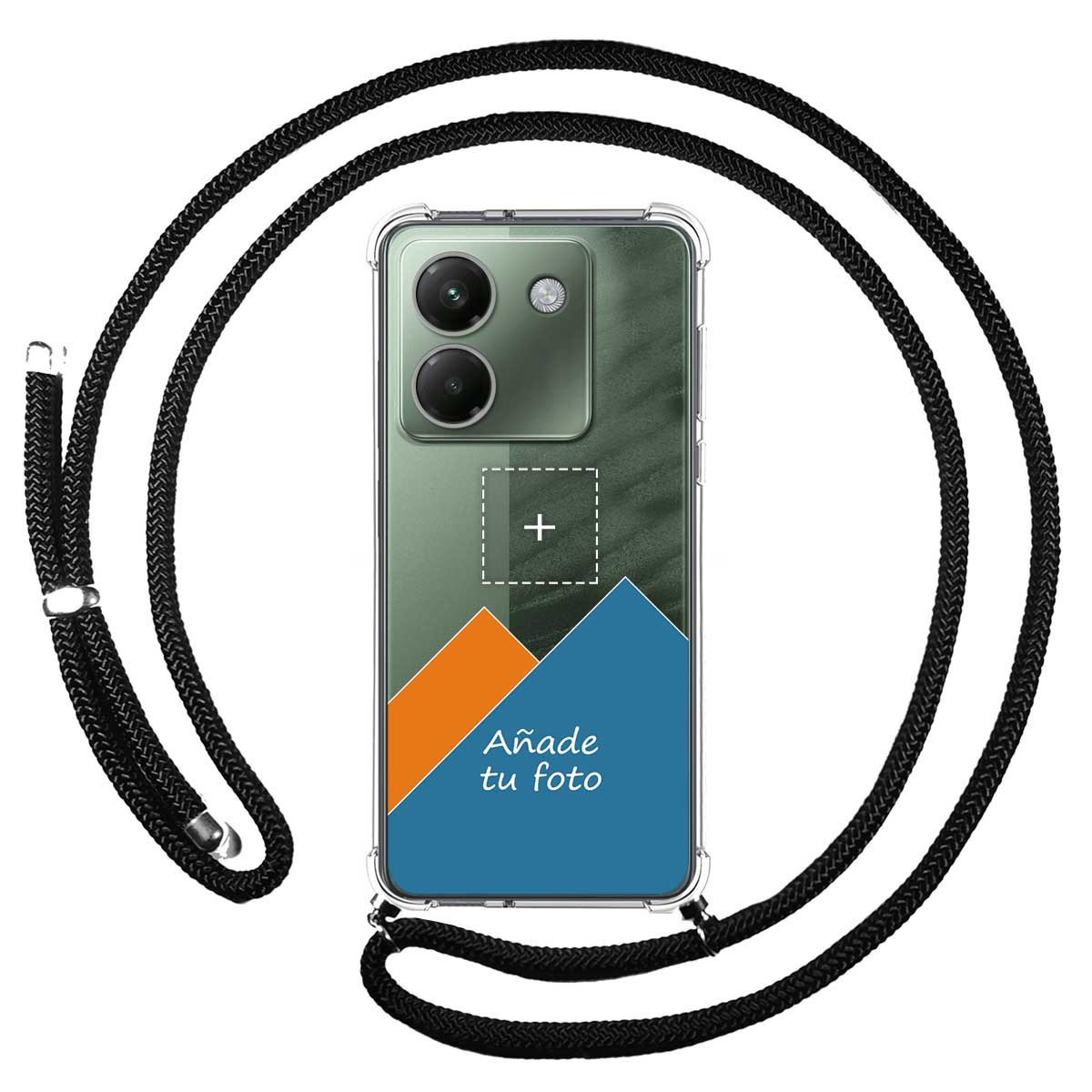 Personaliza tu Funda Colgante Transparente para Xiaomi Poco M7 Pro 5G con Cordon Negro Dibujo Personalizada